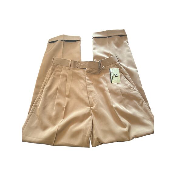NWT Maltos Men's Dress Pants Cocoa Color Pleats Cuffs size 32 x 31 - Picture 2 of 7